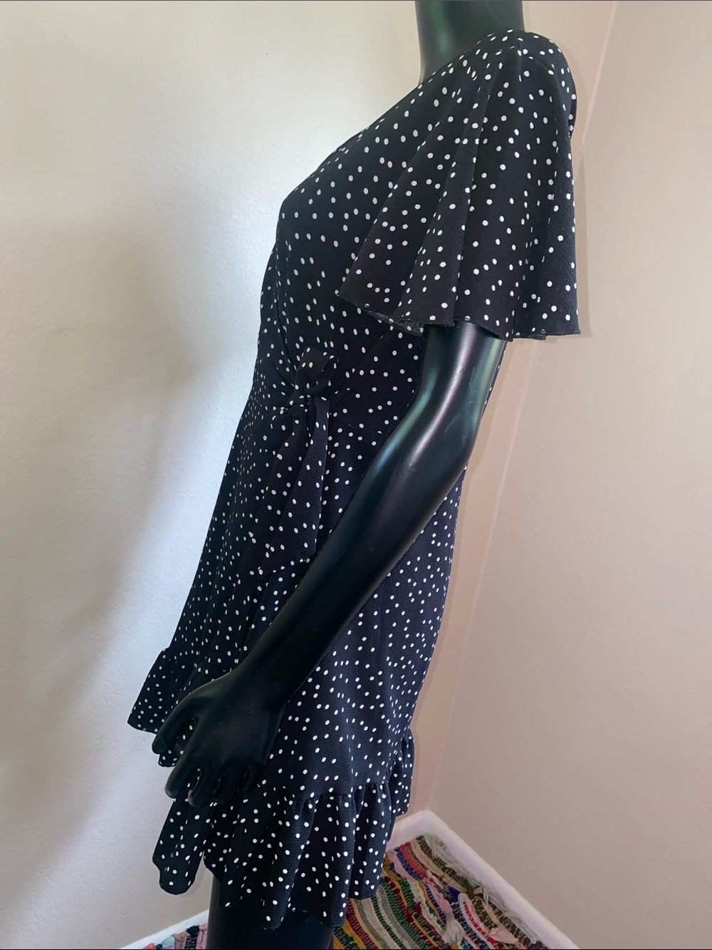 Black Polka Dot Wrap Around Dress After Beach Dress - Picture 4 of 12